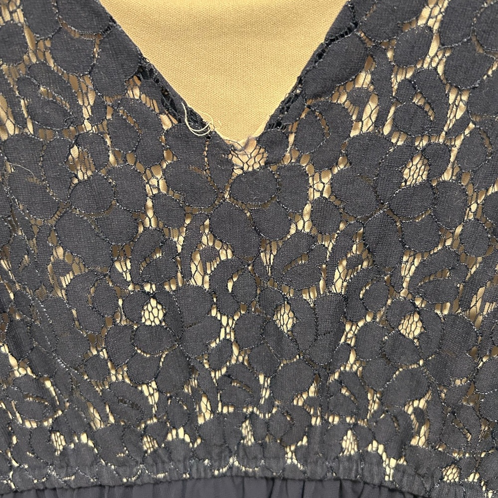 Sweet Storm Navy and Tan Lace Midi Dress - Picture 4 of 6